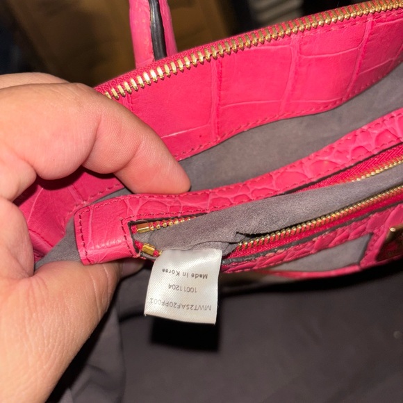 MCM Pink Crocodile Embossed Women's Satchel - Picture 7 of 9